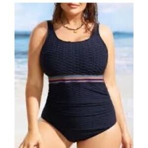 Bloomchic One Piece Swimsuit Sz 10‎ Boho Rushed Swimwear Padded Bra NEW NWT